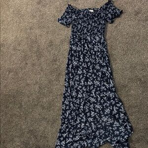 Francesca’s Blue Floral Off the Shoulder Maxi Sundress